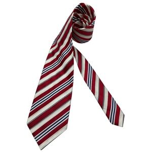 ALTEA Red/White Striped Silk LUXURY Tie ITALY